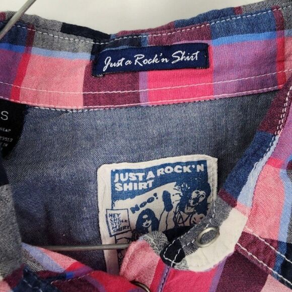 Just A Rock'n Shirt Plaid Button Down - Women's Small - Picture 3 of 5